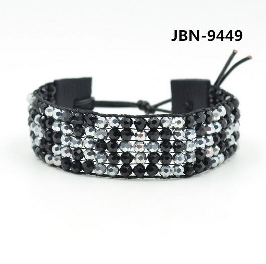 Wholesale one row black color wrap leather bracelet, hot selling bracelet