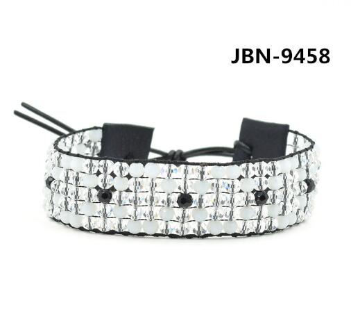 Wholesale white color crystal leather wrap bracelet