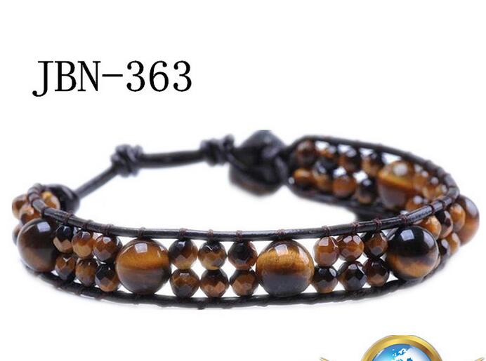 Wholesale brown bead leather wrap bracelet