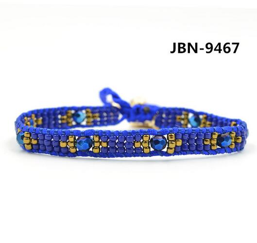 Wholesale blue bead wrap bracelet on blue leather