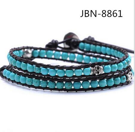 Wholesale cheap turquoise wrap leather bracelet