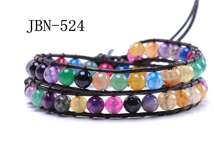 Wholesale diy style multi color crystal wrap leather bracelet