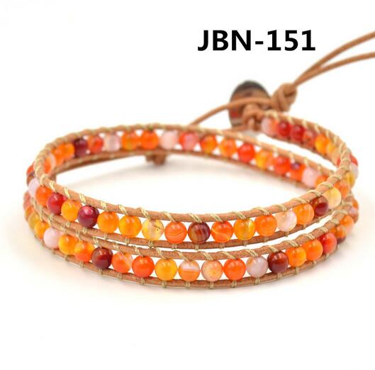 Wholesale multi orange color leather wrap bracelet