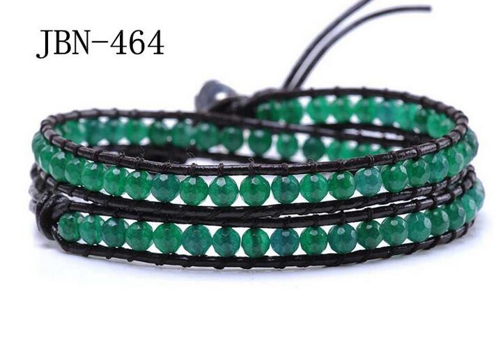 Wholesale green color leather wrap bracelet