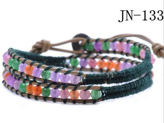 Wholesale colorful crystal leather wrap bracelet