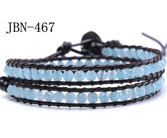Wholesale cheap blue crystal wrap leather bracelet