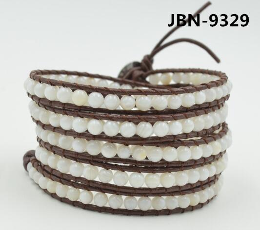 Wholesale white color carnelian  5 wrap leather bracelet
