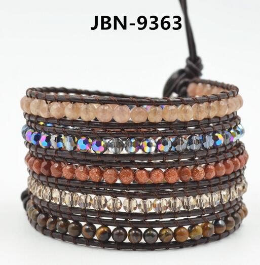 Wholesale colorful carnelian  5 wrap leather bracelet 