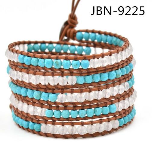 Wholesale white color crystal 5 wrap leather bracelet