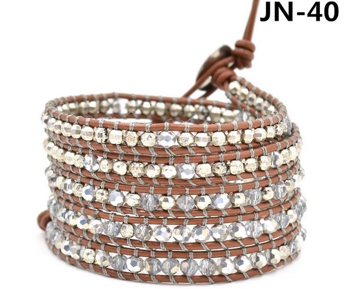 Wholesale crystal 5 wrap leather bracelet