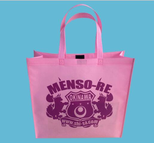 Wholesale pink color customized logo pink non woven bag