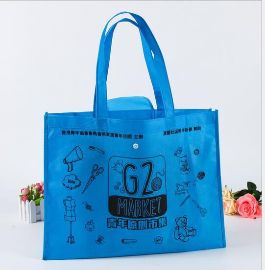 Wholesale blue color non woven bag with buckle