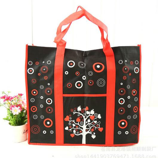 Wholesale black and red color non woven bag