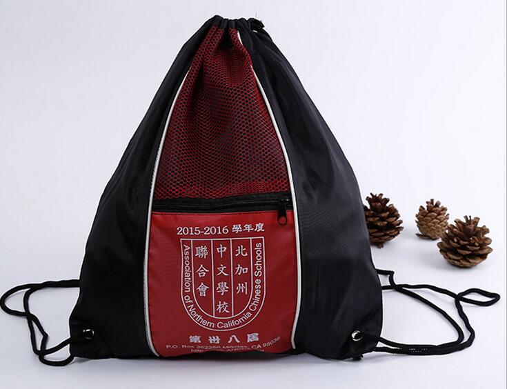 Wholesale with mesh pocket string bag for student