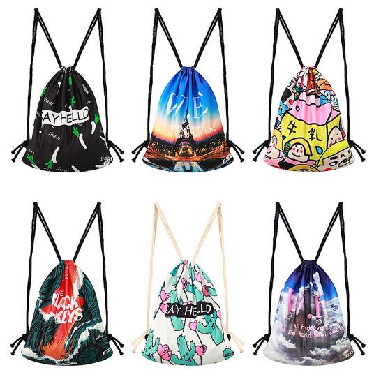 Wholesale colorful logo string bag with rope for student