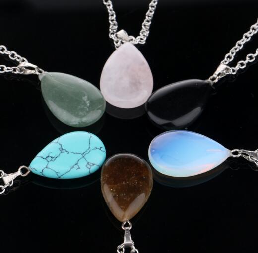 Wholesale turquoise stone water drop shape stone necklace