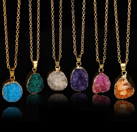 Wholesale colorful crystal pendant alloy necklace