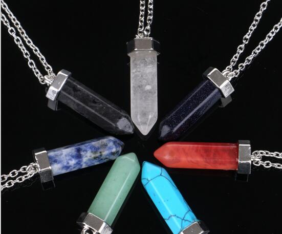 Wholesale natural stone pillar or bullet shape necklace