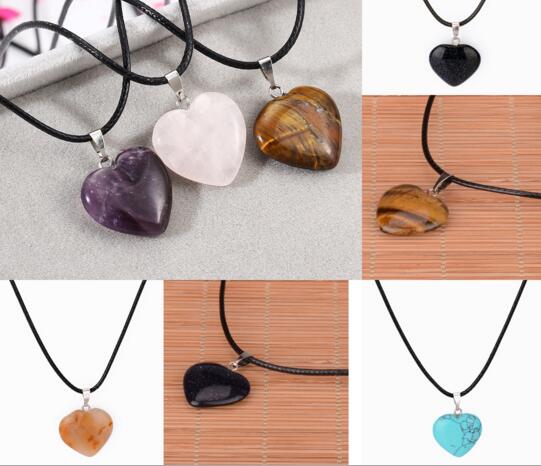 Wholesale heart shape natural stone necklace