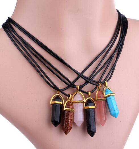 Wholesale bullet shape natural stone necklace for christmas gift