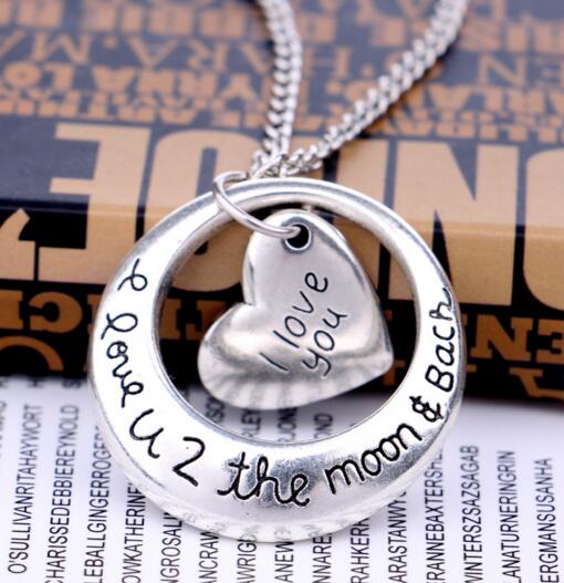 Wholesale i love you 2 the moon and bacn necklace