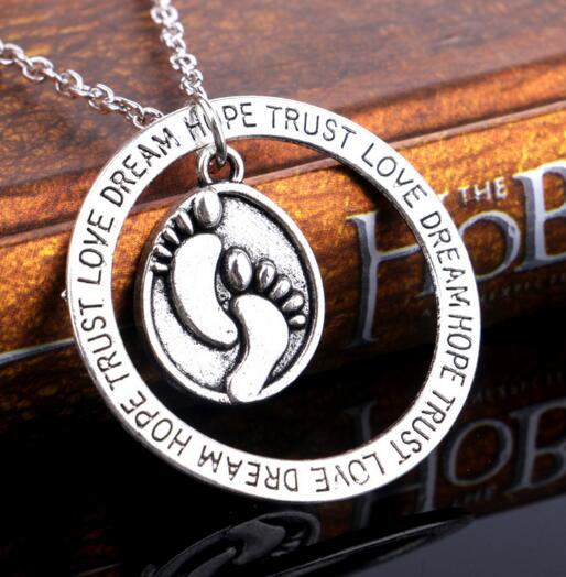 Wholesale hope trust love dream word two circle necklace