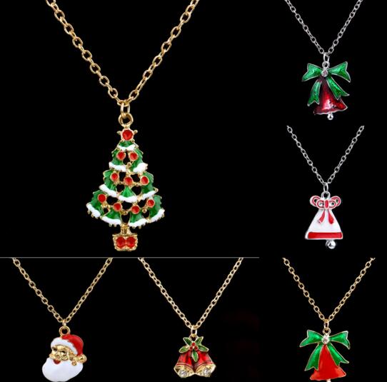 Wholesale christmas tree and santa pendant christmas necklace