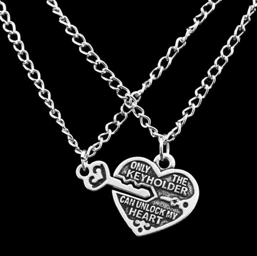 Wholeale heart and key set only the keyholder necklace