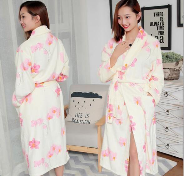 With flower design cotton woman bath robe bathrobe for home