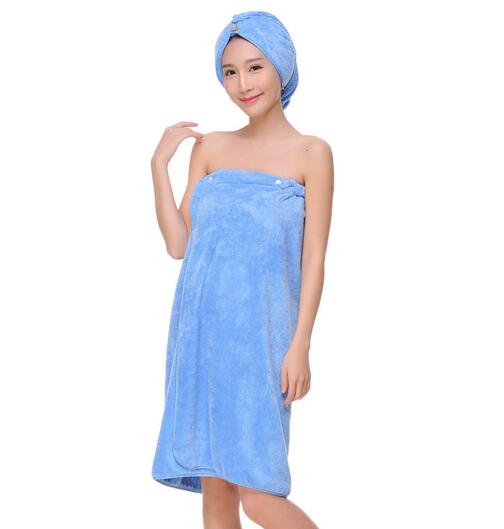 Good quality blue color luxury fleece bathrobe for woman with hood