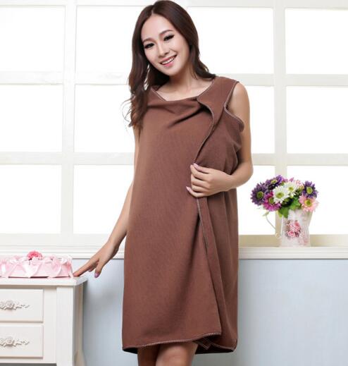 Good quality brown color microfiber bathrobe dressing gown for women