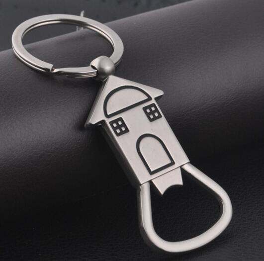 Wholesale house shape bottle opener keychain