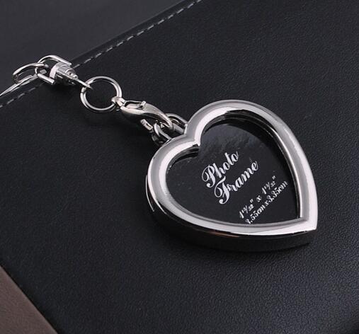 Wholesale heart shape photo metal keychain