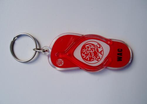 Promotional custom logo slipper shape acrylic keychain
