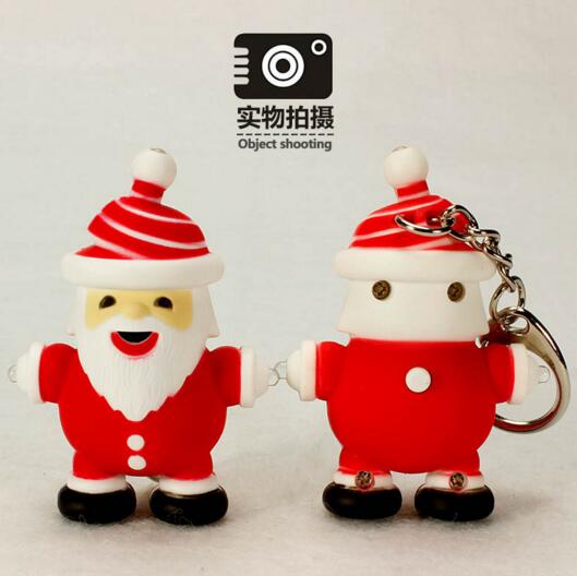 Promotional santa claus shape with sound keychain