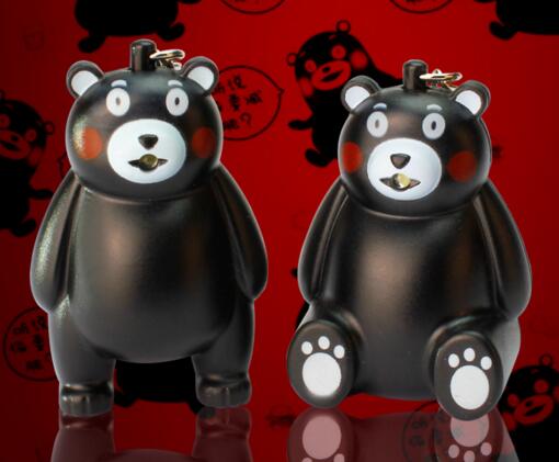 Promotional Lovely kumamoto bear shape with sound led keychain