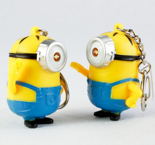 Promotional cheap Minions shape with sound and led keychain