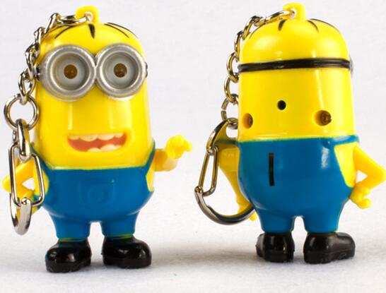 Promotional Minions shape with sound and led keychain