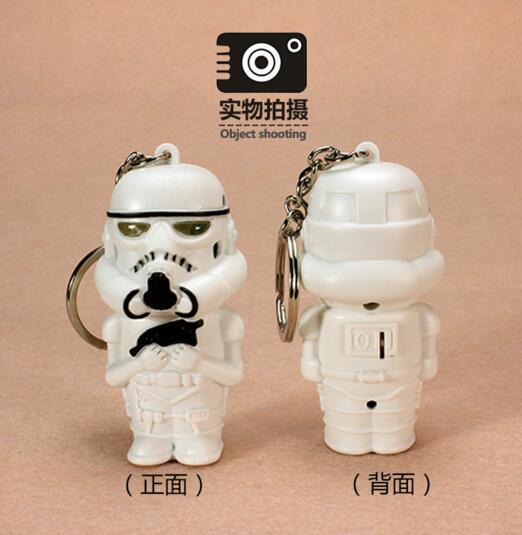 Promotional  Stromtrooper shape with sound and led cartoon animal keychain