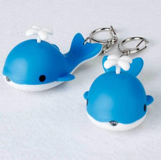 Promotional whale shape with led and sound keychain