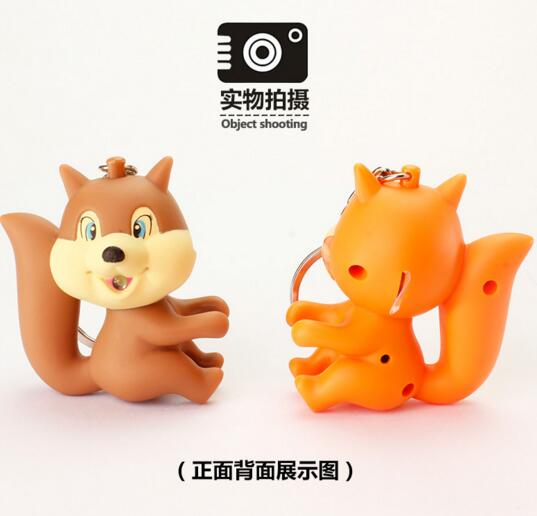 Promotional squirrel shape with sound and led keychain
