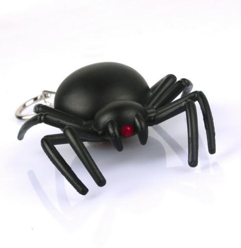Promotional spider shape with sound and led cartoon animal keychain
