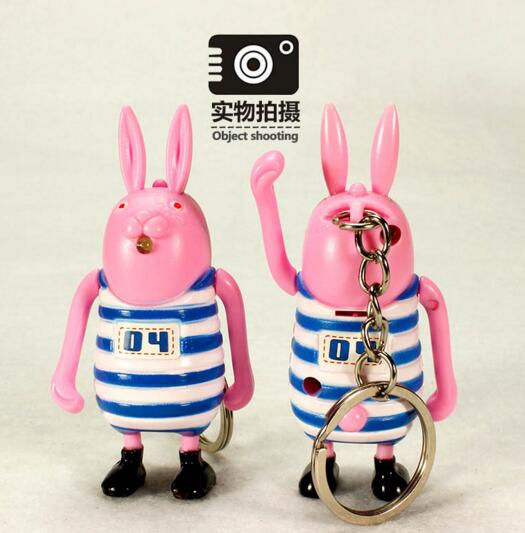 Promotional rabbit shape with sound and led keychain
