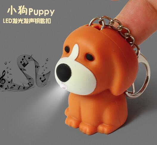 Promotional puppy dog shape with sound and led function keychain