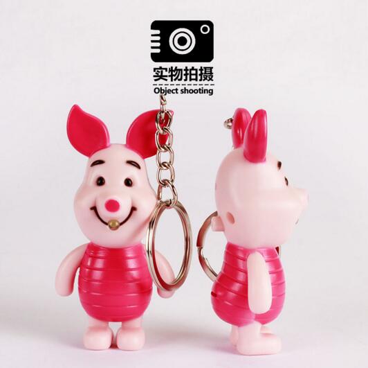 Promotional pink rabbit shape with sound and led keychain