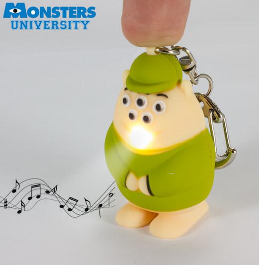 Promotional monsters university shape with sound and led keychain