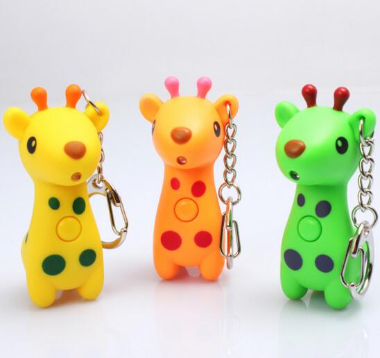 Promotional fawn shape with sound and led keychain