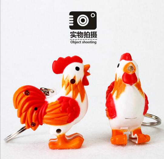 Promotional chicken shape with sound and led animal keychain