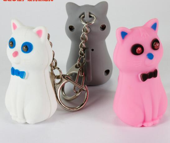 Promotional cat shape with sound and led keychain