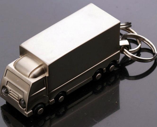 Promotional truck shape zinc alloy metal led keychain